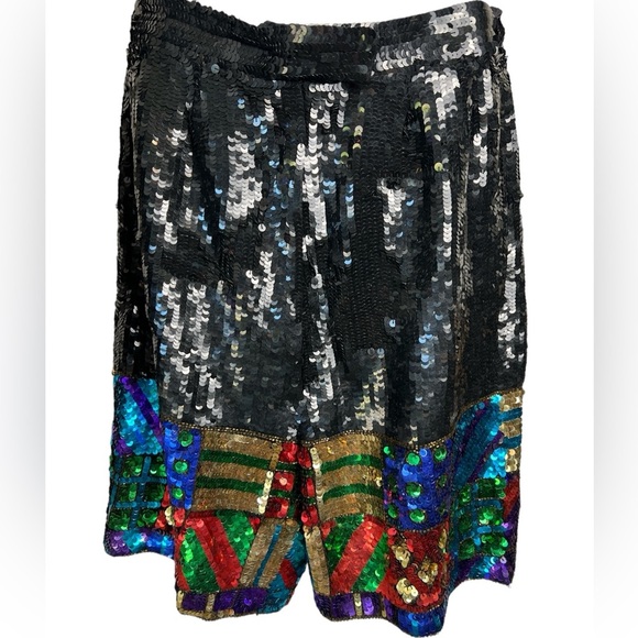 Modi Vintage Fully Sequined & Beaded Funky Festival Disco Silk Vest & Short Set - Picture 8 of 13